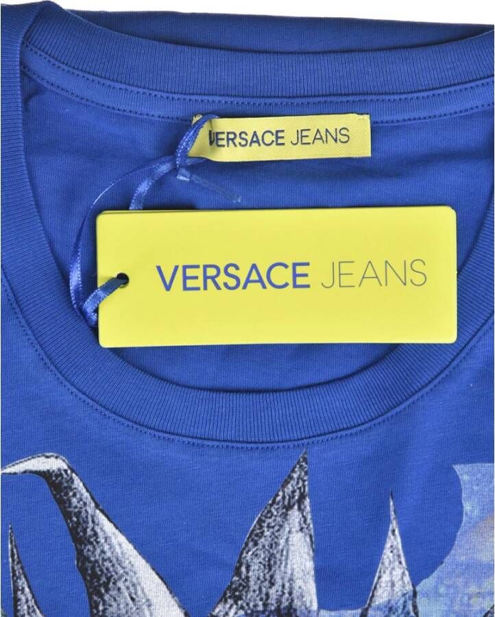 Versace Jeans Couture Korte Mouw T-Shirt Print 21 Slim MC Design Blue Heren