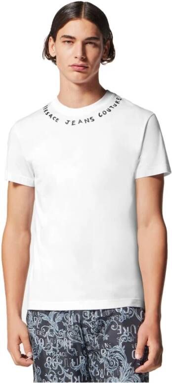 Versace Jeans Couture Logo Collar White T-Shirt Wit Heren
