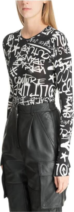 Versace Jeans Couture Logo Graffiti Bodysuit Zwart Dames