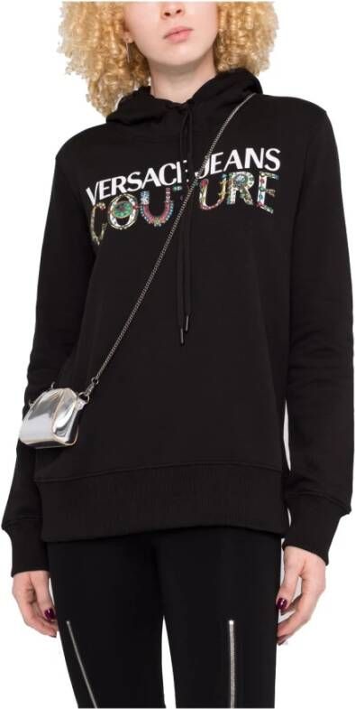 Versace Jeans Couture Logo-print hoodie Zwart Dames