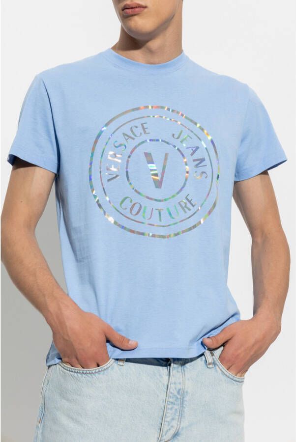 Versace Jeans Couture Logo T-shirt Blauw Heren