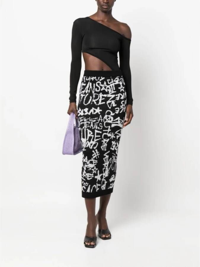 Versace Jeans Couture Multicolor Rokken voor Dames Aw23 Zwart Dames