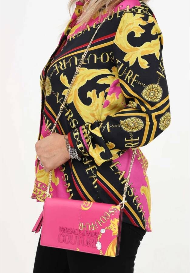 Versace Jeans Couture Portemonnee met Barokprint en Afneembare Ketting Pink Dames