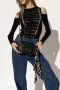 Versace Jeans Couture Zwarte Gewatteerde Schoudertas met Afneembare Barokprint Sjaal Black Dames - Thumbnail 7