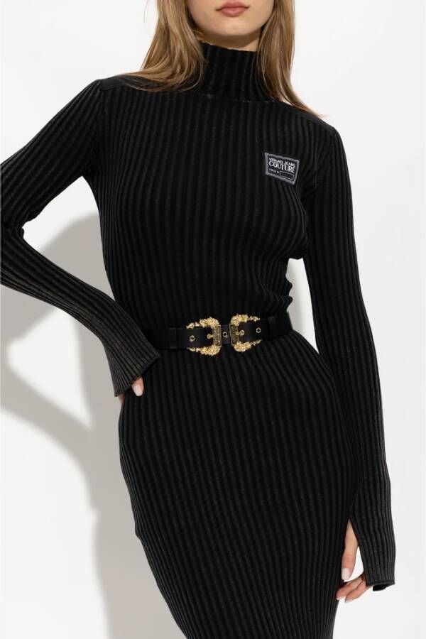 Versace Jeans Couture Leather belt Zwart Dames