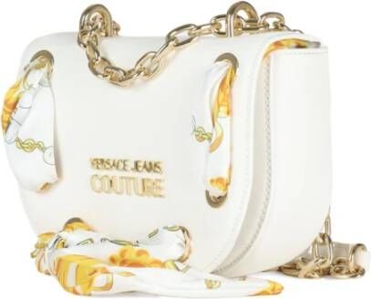 Versace Jeans Couture Saffiano Schoudertas met Decoratieve Sjaal White Dames