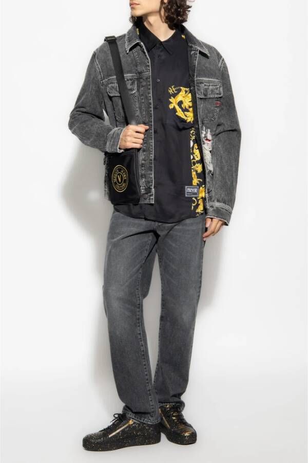 Versace Jeans Couture Shirt met 'Chain Couture' patroon Zwart Heren