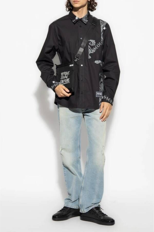 Versace Jeans Couture Shirt met 'Chain Couture' patroon Zwart Heren