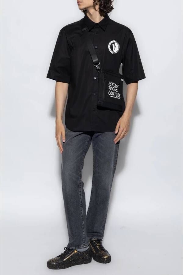 Versace Jeans Couture Shirt met logo Zwart Heren