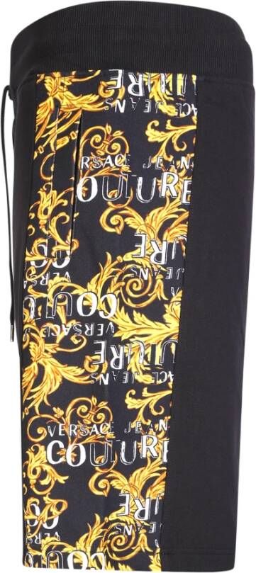 Versace Jeans Couture Zwarte Bermuda Shorts met Barokprint Zwart Heren