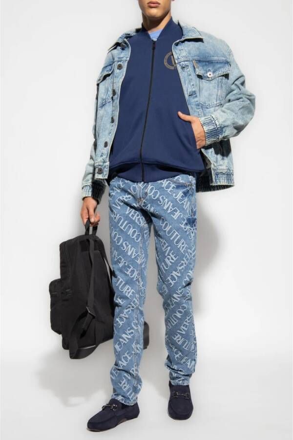 Versace Jeans Couture Sweater met rits Blauw Heren
