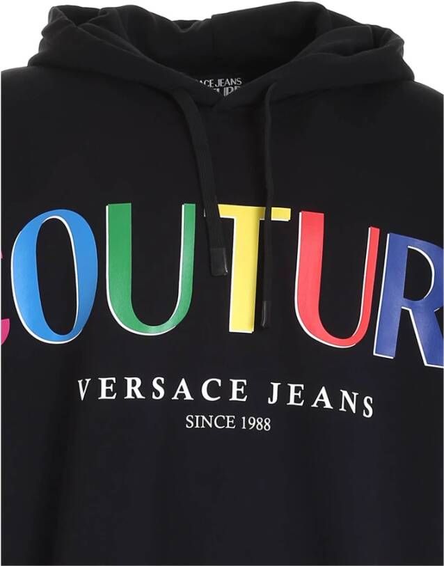 Versace Jeans Couture sweatshirt with hood cotton brand name Zwart Heren