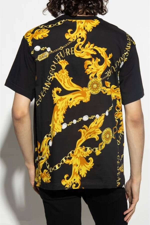 Versace Jeans Couture T-shirt met 'Chain Couture' patroon Zwart Heren