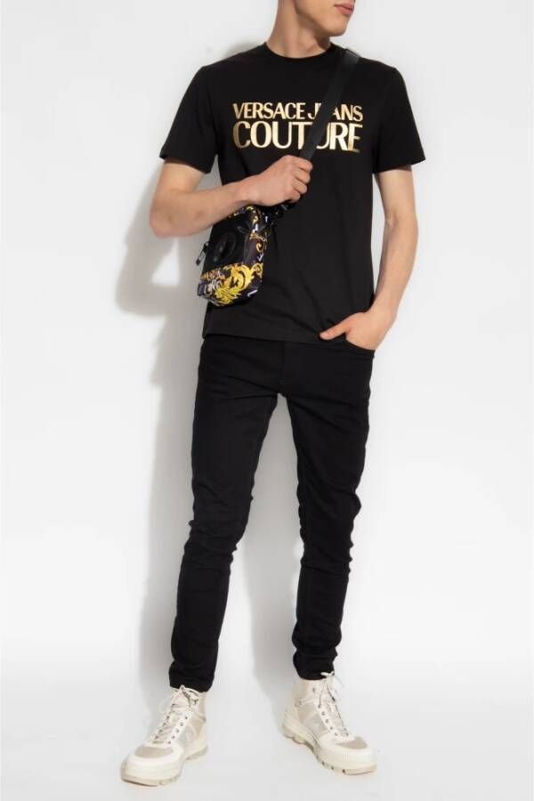 Versace Jeans Couture T-shirt met logo Zwart Heren