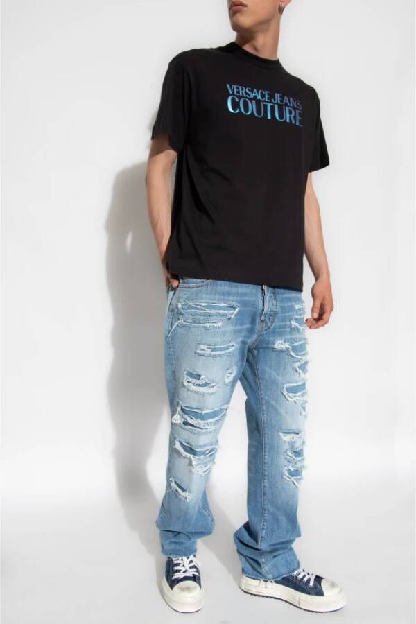 Versace Jeans Couture T-shirt met logo Zwart Heren