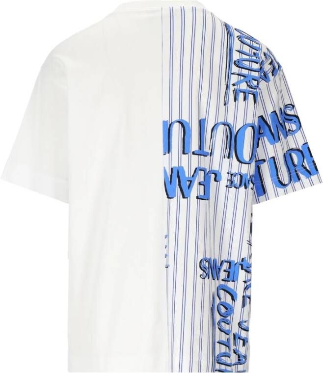 Versace Jeans Couture Doodle Logo Stripes White T-Shirt Wit Heren
