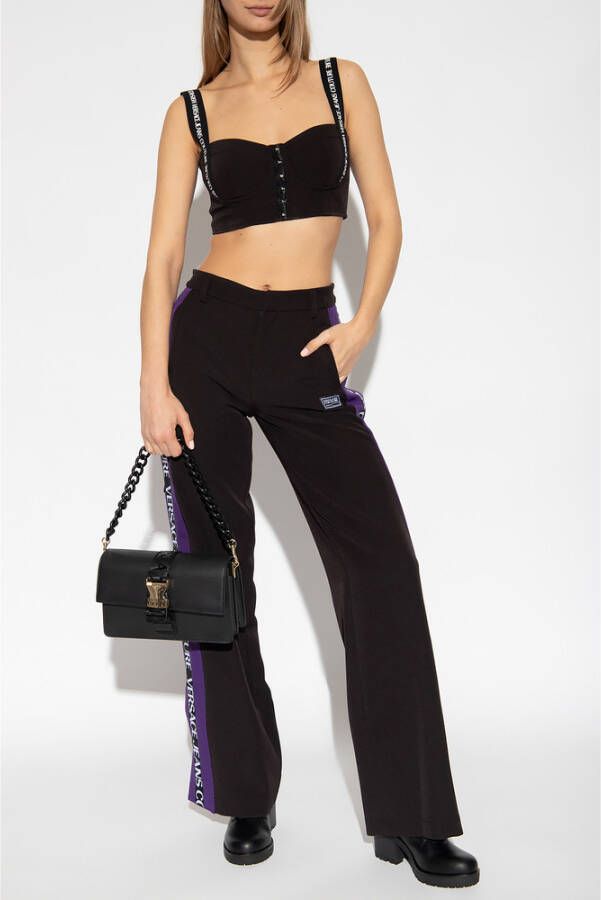 Versace Jeans Couture Broek met zijstrepen Zwart Dames