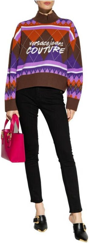 Versace Jeans Couture Turtleneck -trui met logo Bruin Dames