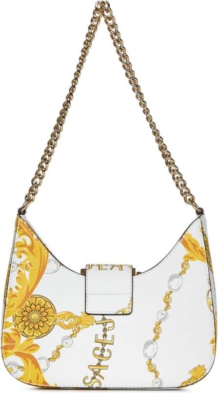 Versace Jeans Couture Witte schoudertas met Chain Couture print Geel Dames