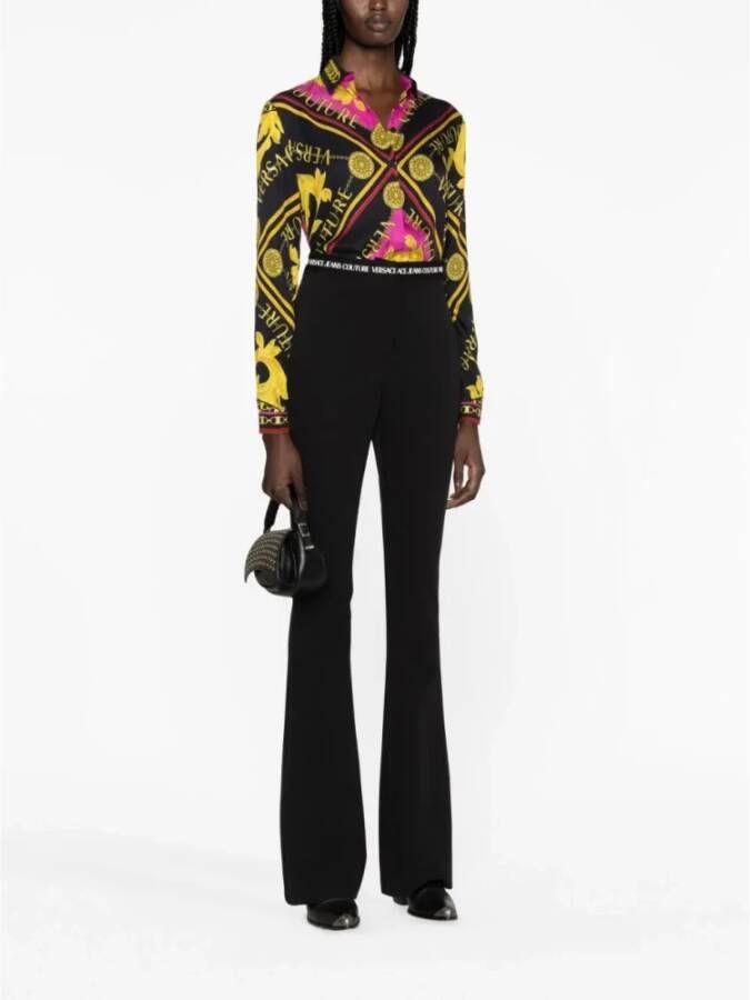 Versace Jeans Couture Zwarte Gouden Roze Blouse met Ketting Meerkleurig Dames