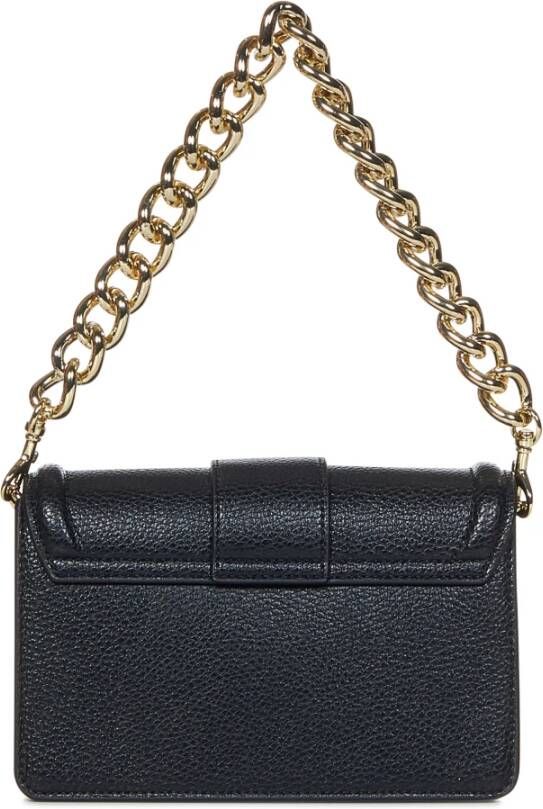 Versace Jeans Couture Zwarte imitatieleren handtas met gouden kettinghengsel Zwart Dames