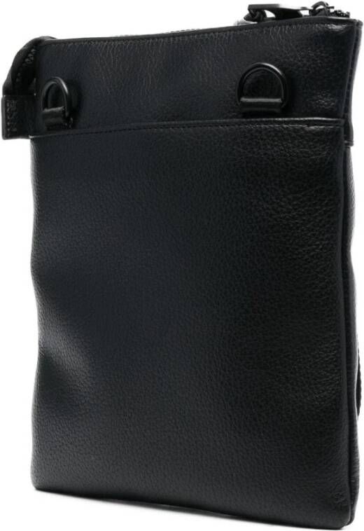 Versace Jeans Couture Zwarte leren schoudertas met verhoogd logo Black Heren