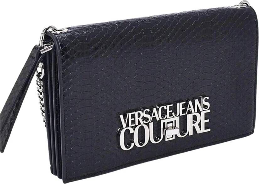 Versace Jeans Couture Zwarte Schoudertas met Pythonprint Zwart Dames