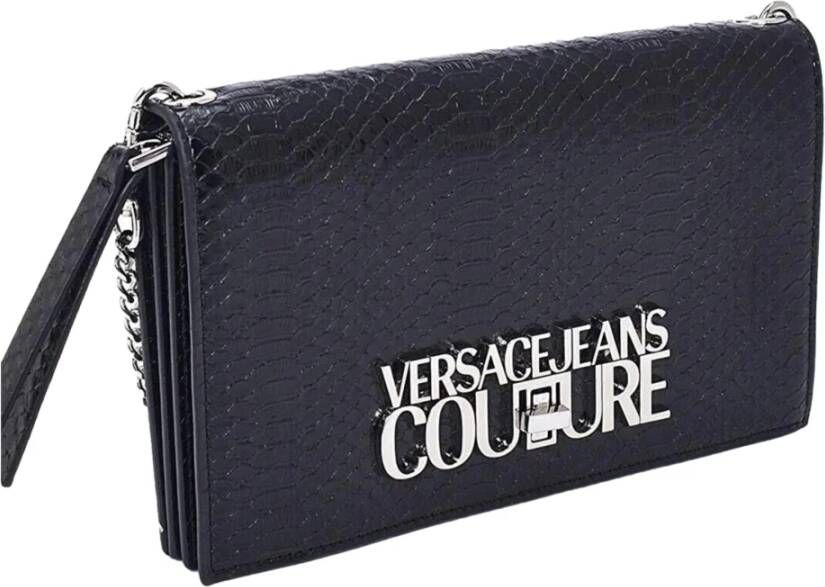 Versace Jeans Couture Zwarte Schoudertas met Pythonprint Zwart Dames
