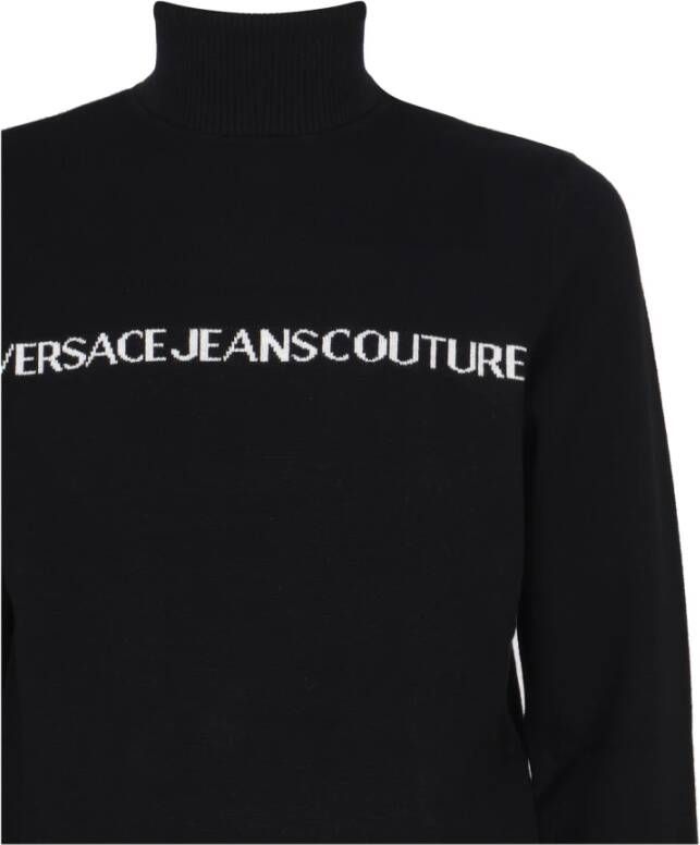 Versace Jeans Couture Zwarte Sweaters met Turtleneck en Logo Black Heren