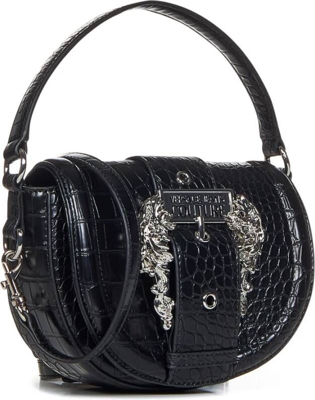Versace Jeans Couture Zwarte tas met krokodillenprint en barokgesp Zwart Dames