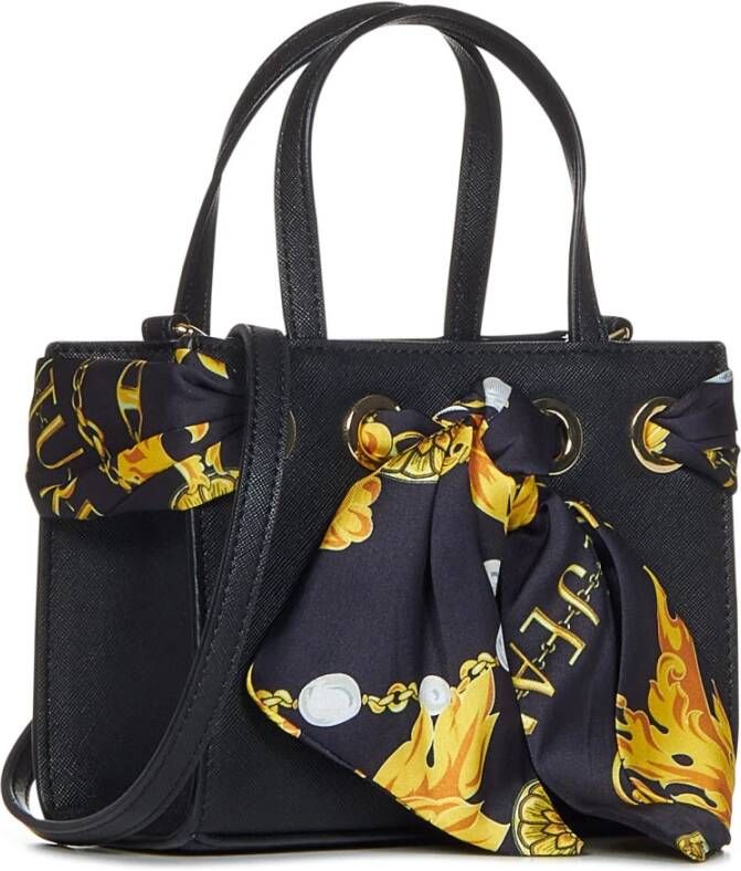 Versace Jeans Couture Zwarte tassen met gouden logo en Chain Couture-print Zwart Dames