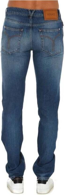 Versace Katoenen Logo Denim Jeans Blue Heren