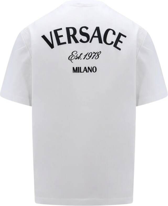 Versace Milano Stamp Geborduurde T-shirts en Polos White Heren