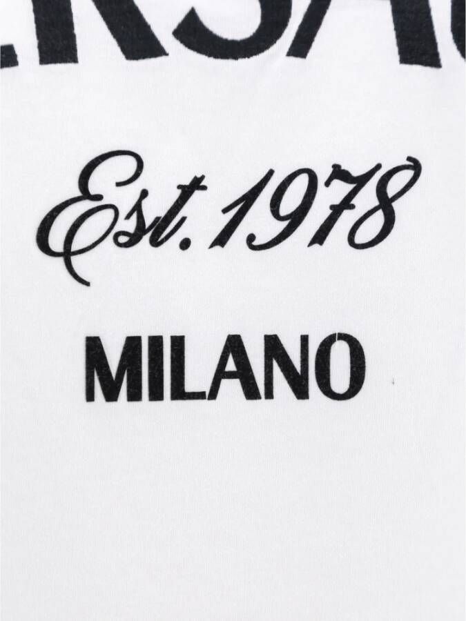 Versace Katoenen T-Shirt met Logo Borduursel White Heren