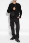 Versace Zwarte geribbelde trui met leren gesp detail Black Heren - Thumbnail 2