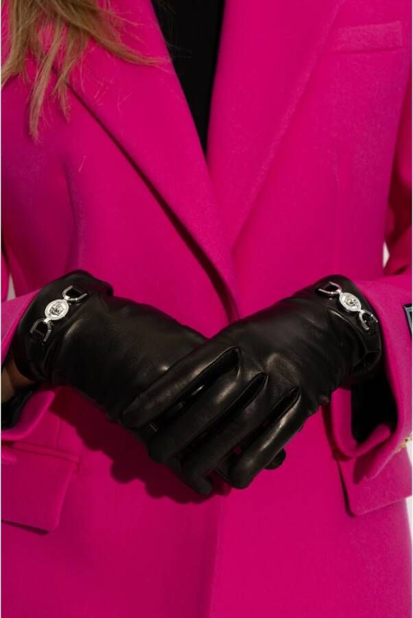 Versace Leren handschoenen Zwart Dames