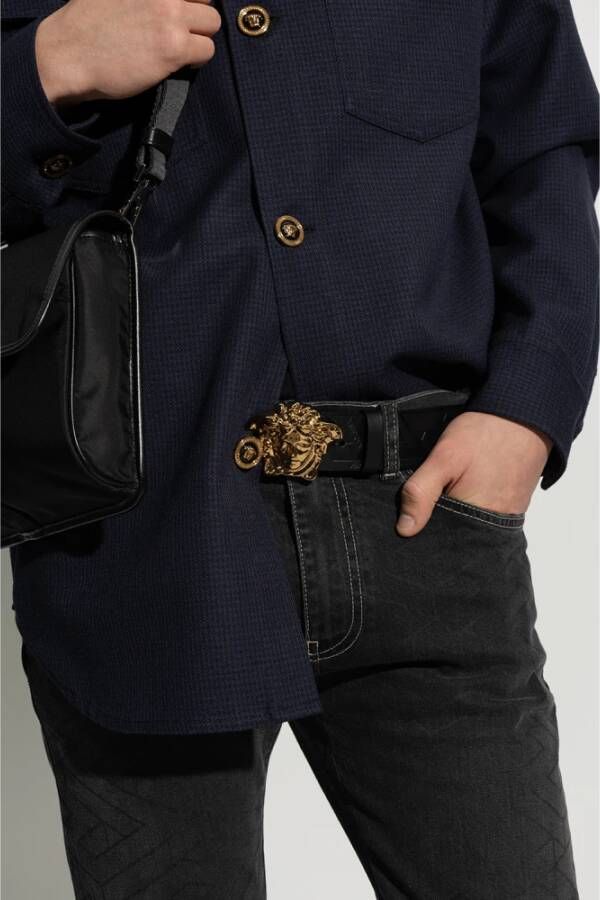 Versace Leren riem Zwart Heren