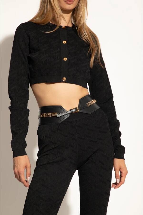 Versace Leren taille riem Zwart Dames
