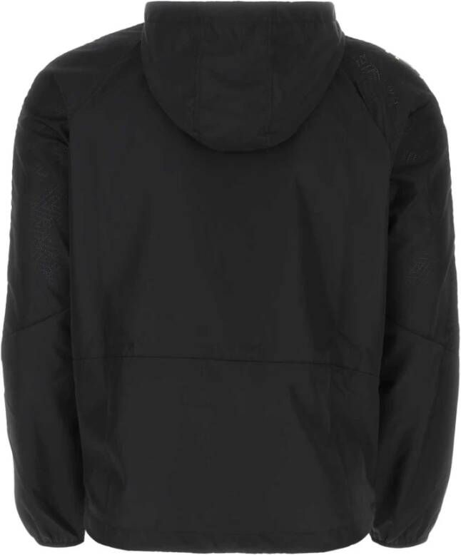 Versace Zwarte polyester K-Way Zwart Heren