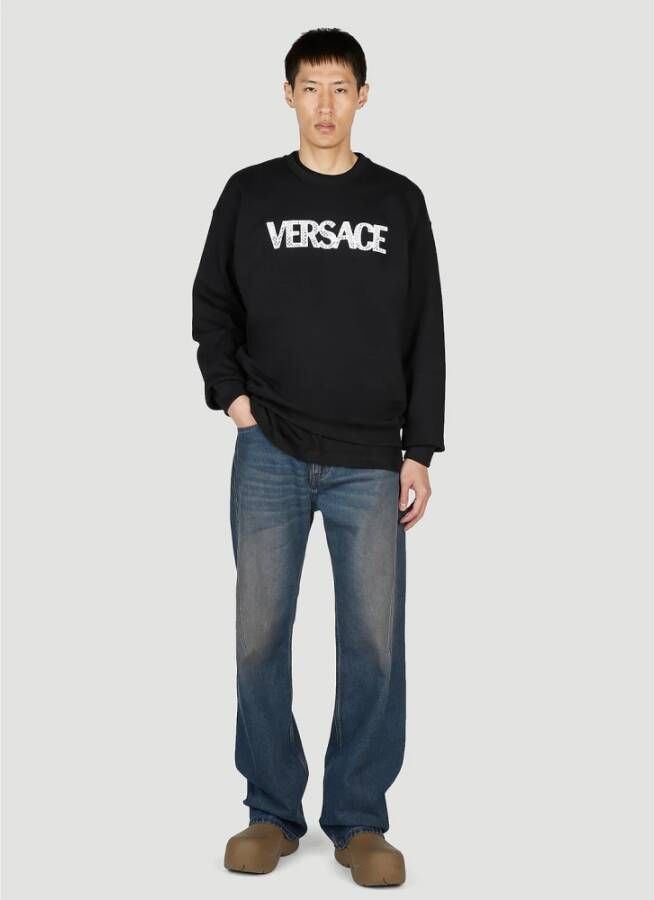 Versace Logo Mesh Sweatshirt Zwart Heren