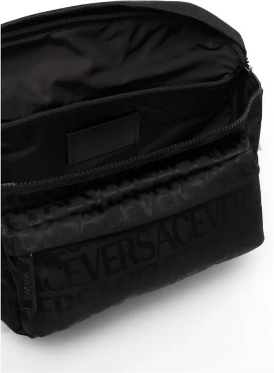 Versace Logo-Print Heuptas met Greca Details Zwart Heren