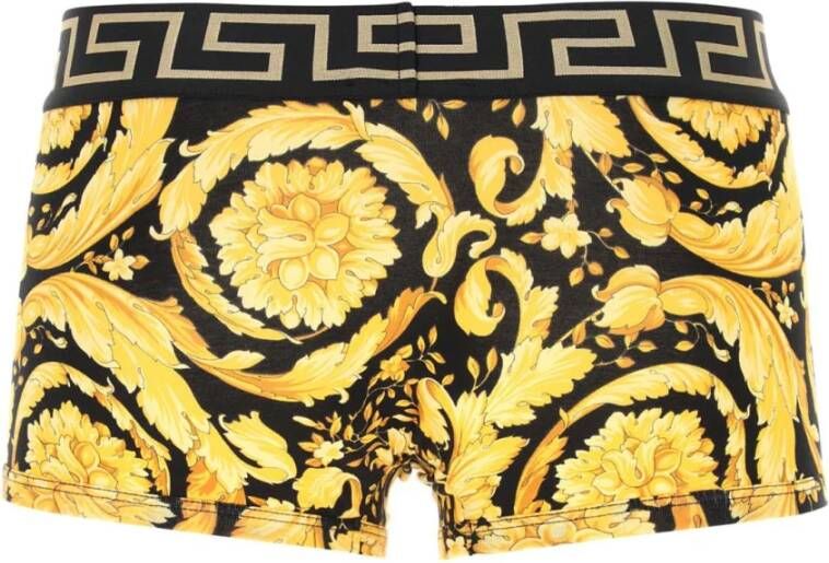 Versace Gedrukte stretch katoenen bokser Geel Heren