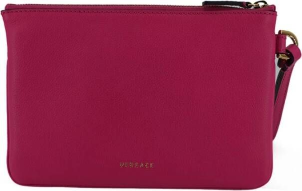 Versace Roze Kalfsleren Pouch Clutch Tas Roze Dames