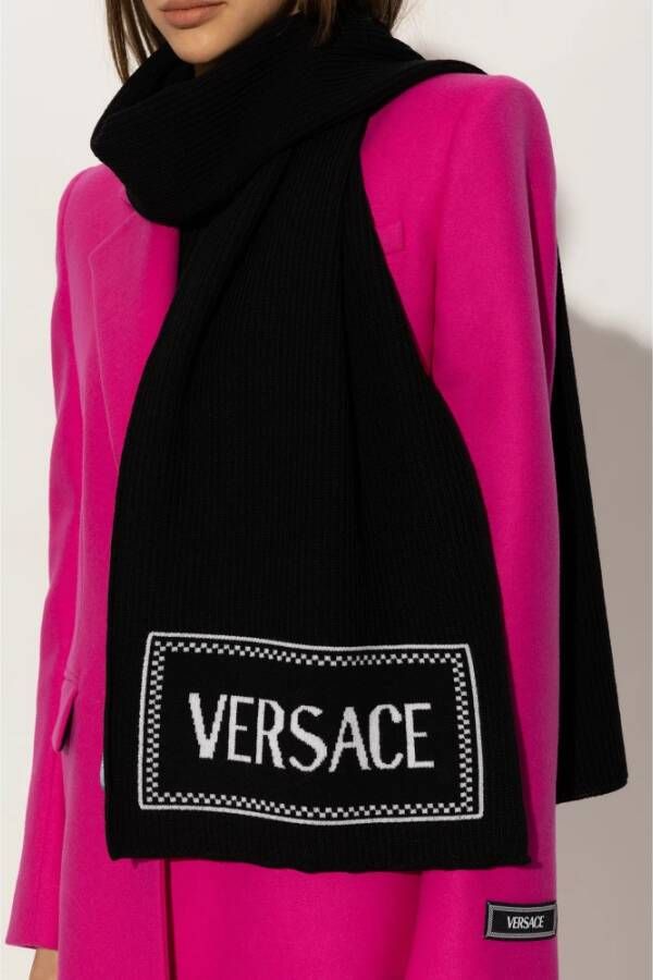 Versace Scarf with logo Zwart Dames