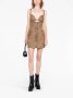 Versace Jacquard Mini Jurk met Leren Accenten Beige Dames - Thumbnail 4
