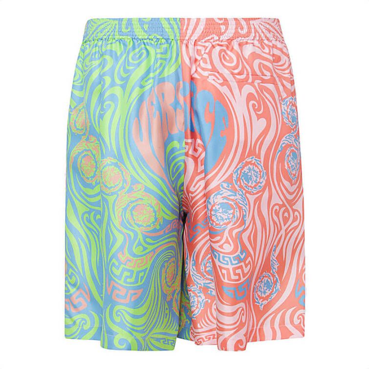Versace Gedrukte zijde Bermuda shorts Rood Heren