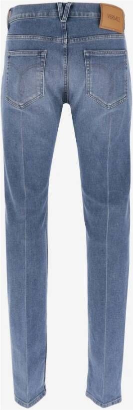 Versace Slim Fit Denim Jeans met Biggie Medusa Detail Blue Heren