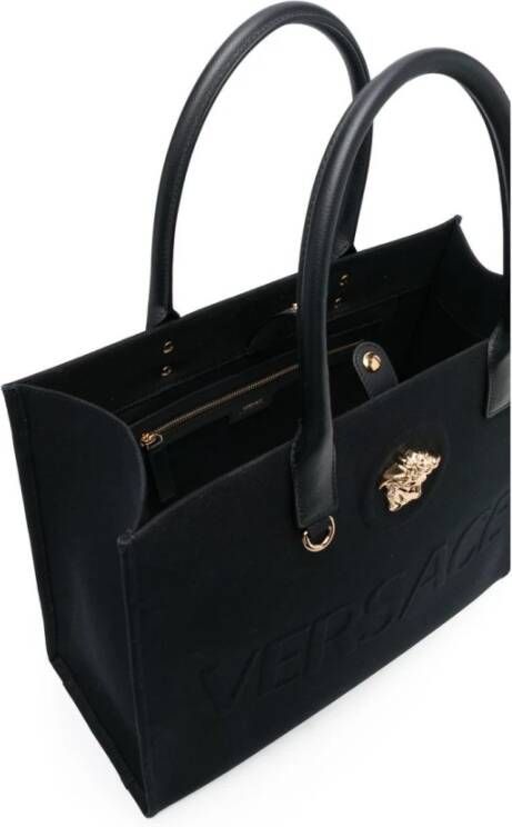 Versace Stoffen en Kalfsleren Tote Tassen Zwart Dames
