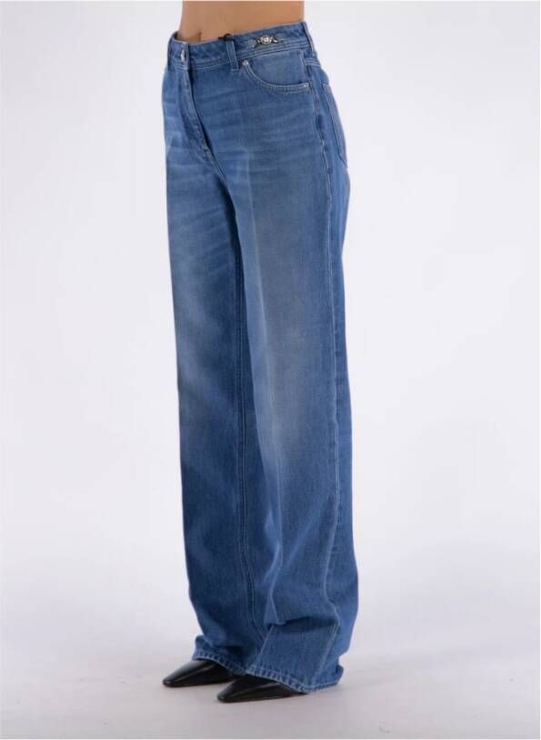 Versace Stone Wash Loose-fit Denim Jeans Blue Dames
