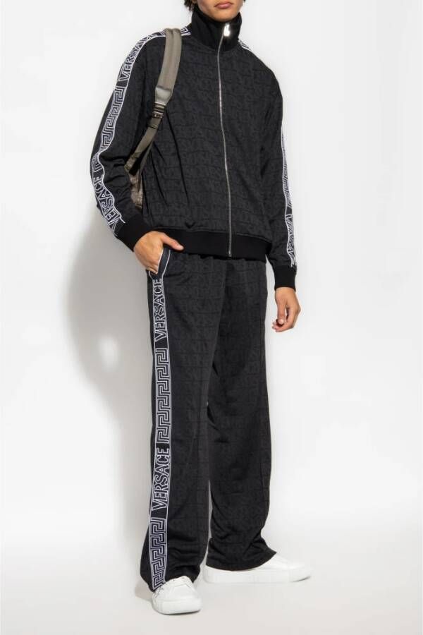 Versace Sweatshirt met logo Zwart Heren